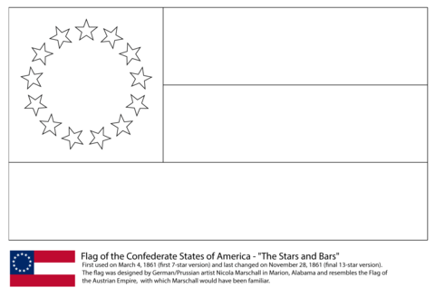 Flag Of The Confederate States Of America (1861 1863) Coloring Page